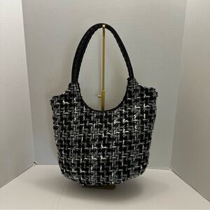 Patricia Nash Large Delaney Satchel – Tweed Pattern in Black, White & Gray